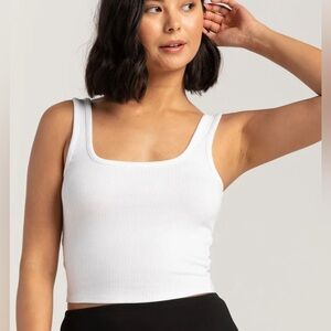 White Ribbed Tank Top